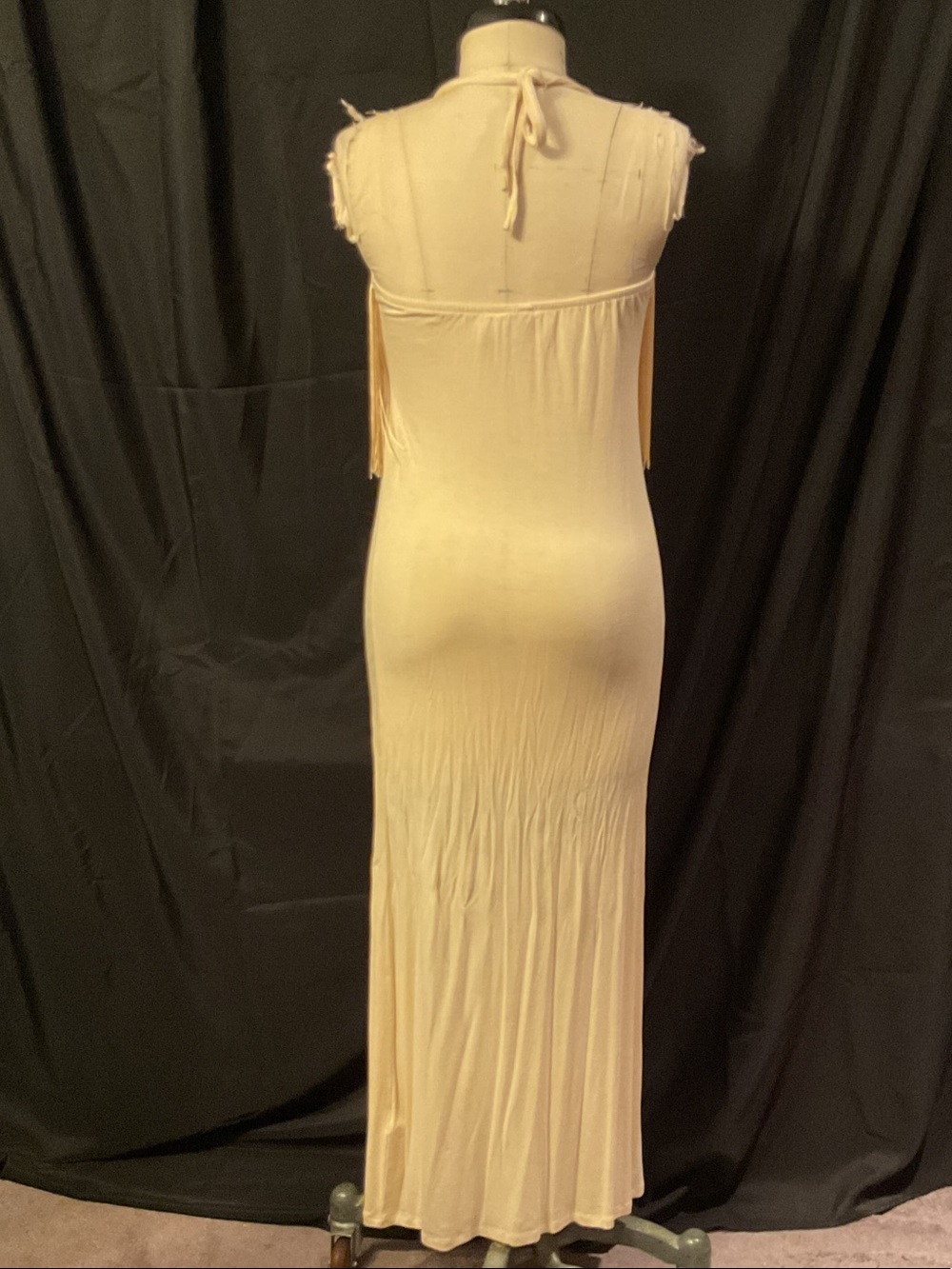 Fringe Detail Cream Maxi Dress - Picture 4 of 5